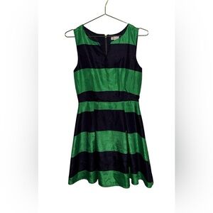 Charming Charlie Green & Navy Blue Striped Dress Size Small P2P 17”